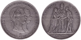Austria - Empire - Franz Joseph I (1848-1916) - Taler (2 Gulden) 1854 - Wedding Franz Joseph & Elisabeth (Sissi) von Bayern (X.M3, Her.822, ANK45) - O...