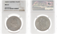 Austria - Empire - Franz Joseph I (1848-1916) - Taler 1860-V, Venice (KM2244, Her.470, ANK32) - Obv: Laureate head right / Rev: Crowned double headed ...