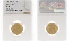 Austria - Empire - Franz Joseph I (1848-1916) - 20 Corona 1909 - small head (KM2817, Her.343, Fr.512) - Obv: Head right / Rev: Crowned double headed i...