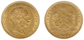 Austria - Empire - Franz Joseph I (1848-1916) - 4 Florins 10 Francs 1885 (KM2260, Her.286, Fr.503) - Obv: Laureate head right / Rev: Crowned double he...