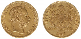 Austria - Empire - Franz Joseph I (1848-1916) - 8 Florins 20 Francs 1883 (KM2269, Her.242, Fr.502) - Obv: Laureate head right / Rev: Crowned double he...