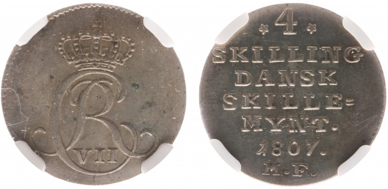 Denmark - Christian VII (1766-1808) - 4 Skilling 1807-MF, Altona (KM661, Sieg7, ...