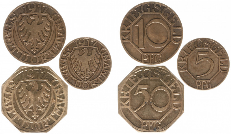 Deutschland - Emergency coins - Public Authorities - Dortmund 5, 10 and 50 Pfenn...