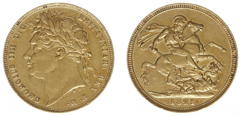 England - House of Hanover (1714-1901) - George IV (1820-1830) - Sovereign 1821 ...