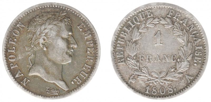 France - First Empire - Napoleon I (1804-1814) - Franc 1808-A (KM682.1, Gad.446)...