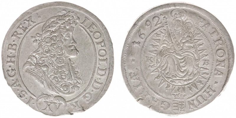 Hungary - Leopold I (1657-1705) - 15 Kreuzer 1692-KB (KM208, Husz.1428, Her.1064...