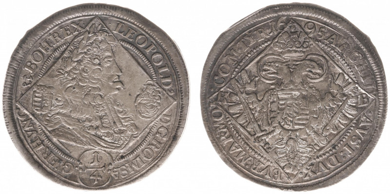 Hungary - Leopold I (1657-1705) - ¼ Taler 1695-KB (KM228, Husz.1410, Her.886) - ...