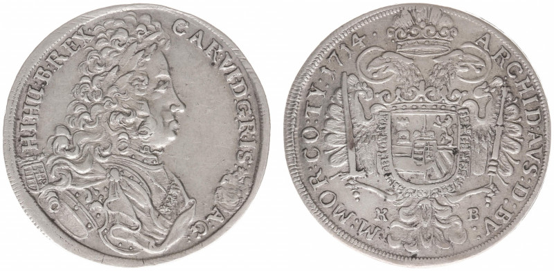 Hungary - Karl VI (1711-1740) - ½ Taler 1714-KB (KM287, Husz.1609, Her.531) - Ob...