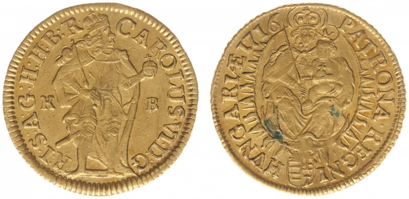 Hungary - Karl VI (1711-1740) - Ducat 1716-KB (KM291, Her.143, Husz.1585, Fr.171...