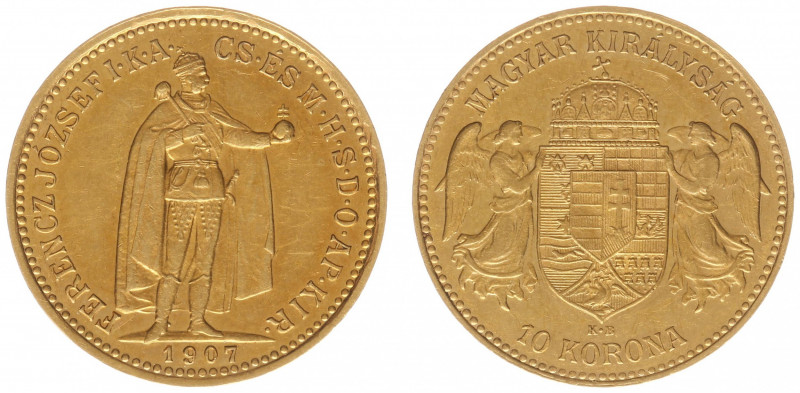 Hungary - Franz Joseph I (1848-1916) - 10 Korona 1907-KB (KM485, Husz.2200, Her....