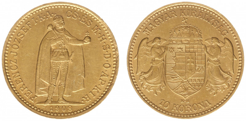 Hungary - Franz Joseph I (1848-1916) - 10 Korona 1908-KB (KM485, Husz.2200, Her....