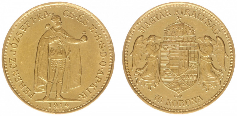 Hungary - Franz Joseph I (1848-1916) - 10 Korona 1914-KB (KM485, Husz.2200, Her....