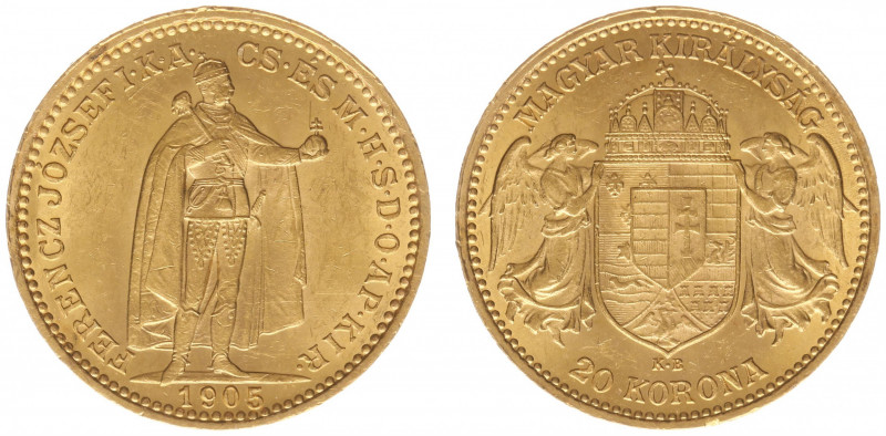 Hungary - Franz Joseph I (1848-1916) - 20 Korona 1905-KB (KM486, Husz.2198, Her....