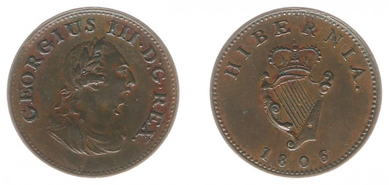 Ireland - United Kingdom - George III (1760-1820) - Farthing 1806 (KM146.1, S. 6...