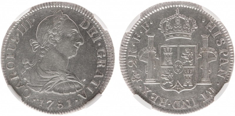 Mexico - Charles III (1760-1788) - 2 Reales 1781 Mo-FF (KM88.2) - Obv: Laureate ...