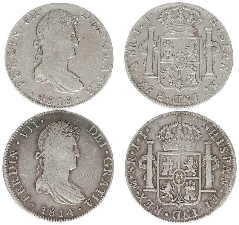 Mexico - Ferdinand VII (1808-1833) - 8 Reales 1814-JJ & 1818-JJ (KM111) - Obv: B...