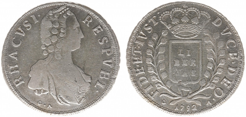 Ragusa - Republic (1358-1808) - Libertina (2 Ducati) 1792 (KM21, Mandic20.2, Bar...