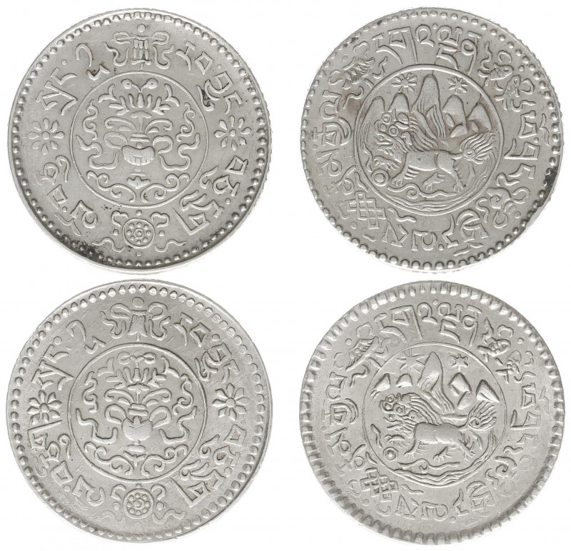 Tibet - Tibetan Authority - Tibetian Coinage - 1½ Srang BE16-10 & 16-11 (1936&19...