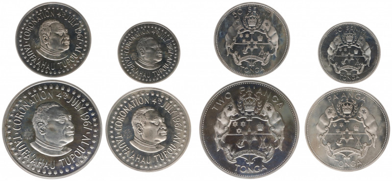 Tonga - Proofset 1968 - 50th Birthday Taufa'ahau Topou IV (KM PS6) with 4 coins ...