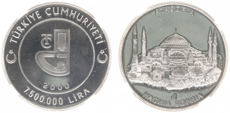 Turkey - Republic - 7.500.000 Lira 2000/2002 - silver Hybrid - Obv: Mint logo / ...