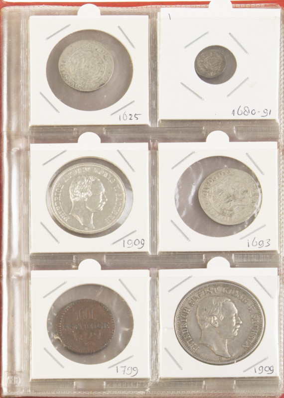 German States - Small album with coins of Saxony, from Pfennig to 5 Mark 1625/19...