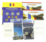 Andorra - Lot with Andorra BU-sets 2003-2004, 2 Euro’s BU 014-2016 is blisters, 2x 2 Euro 2014 European Council Proof in orig. boxes with COA and colo...