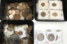 Channel Islands - Various boxes with coins from the Channel islands, incl. Isle of Man, Jersey, 17 crown-sized coins Gibraltar