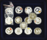 China - Silver Olympic world coins 2008 e.g. 8 x China, Congo, Mongolia, Palau etc.