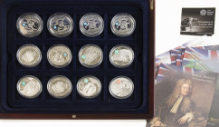Engeland - Collection 'Countdown to London 2012', 12x silver 5 Pounds 2009 and 2010 Proof Olympic Games London 2012 in cassette