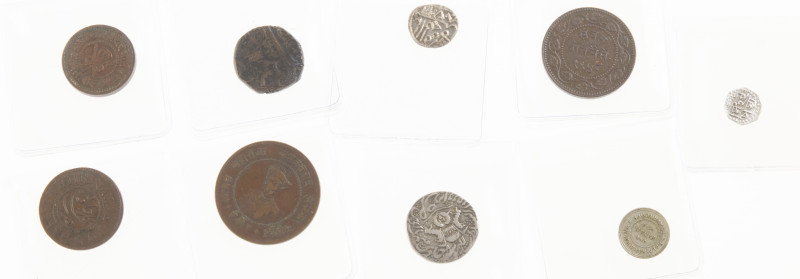 India - Lot of 9 coins: Awadh AE Falus AH-/Ry.3 (KM.155.2) & AH1252/Ry.8 (sic) (...