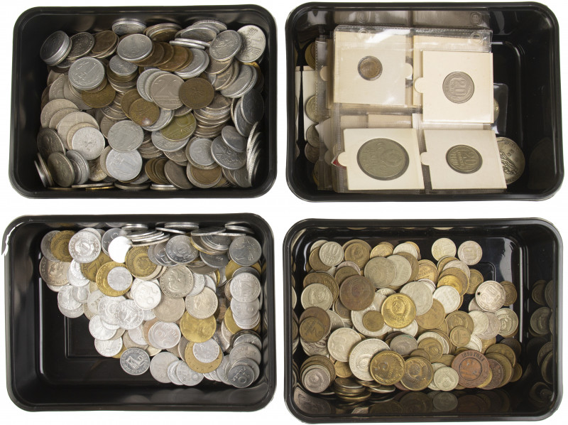 World coins - Various boxes with coins of Europe a.w. Hungary, Poland and Russia...