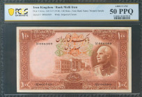 IRAN. 100 Rials. 1938 (SH 1317). National Bank. Persian texts and western numerals. (Pick: 36Aa). About Uncirculated. PCGS50PPQ.