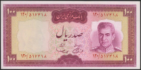 IRAN. 100 Rials. (1969ca). National Bank. Signatures: Samii and Amouzegar, dark panel. (Pick: 86a). Uncirculated.