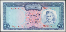 IRAN. 200 Rials. 1971. National Bank. Signatures: Jahanshahi and Amouzegar. (Pick: 92c). Light panel. Uncirculated.