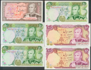 IRAN. Set of 8 banknotes: 20 Rials, 50 Rials (3), 100 Rials (2), 200 Rials (2). 1974-79. National Bank. (Pick: 100a with Farsi denomination long, 101a...