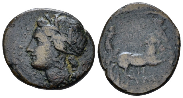 Sicily, Syracuse Bronze circa 289-287, &AElig; 20.30 mm., 4.97 g.
 Wreathed hea...