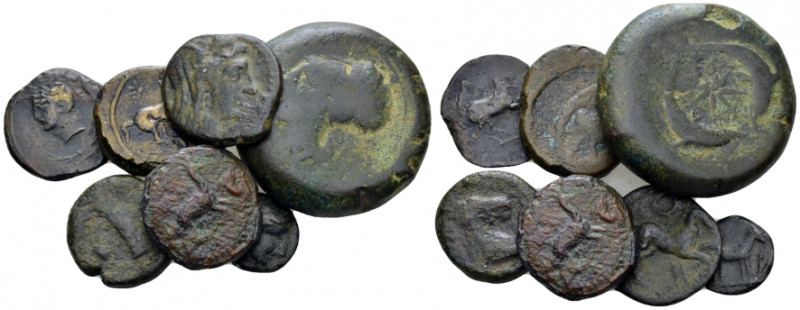 The Carthaginians in Sicily and North Africa, Lot of 9 bronzes III-I cent., Æ , ...