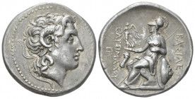 Kingdom of Thrace, Lysimachus, 323-281 Abydus Tetradrachm circa 297-281, AR 28.50 mm., 17.07 g.
Deified head of Alexander III r., with horn of Ammon....
