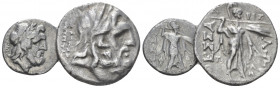 Thessaly, Thessalian League Drachm and Hemidrachm mid-late I century, AR 26.00 mm., 7.78 g.
Lot of 2 coins Drachm and Hemidrachm: Laureate head of Ze...