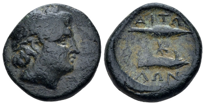 Aetolia, Aetolian League Bronze circa 211-196, Æ 19.00 mm., 6.19 g.
Laureate ma...