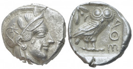 Attica, Athens Tetradrachm After 449, AR 24.50 mm., 17.15 g.
 Head of Athena r., wearing Attic helmet decorated with olive leaves and palmette. Rev. ...