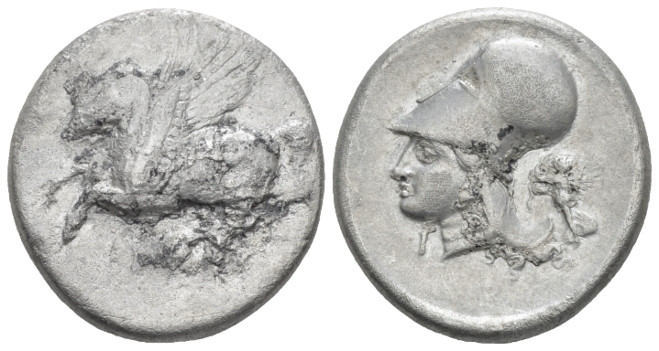 Corinthia, Corinth Stater circa 375-300 BC, AR 22.80 mm., 8.05 g.
 Pegasus flyi...