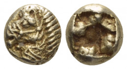 Ionia, Uncertain Myshemihekte – Twenty-Fourth Stater circa 550-525, EL 8.00 mm., 1.17 g.
Bridled horse l. Rev. Incuse square with cruciform lines wit...