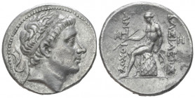 The Seleucid Kings, Antiochus II, 266-246 Antiochia on Orontes Tetradrachm circa 256-246, AR 27.50 mm., 16.68 g.
Diademed head r. Rev. Apollo seated ...