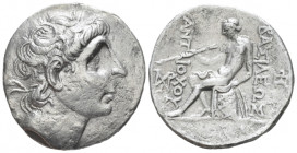 The Seleucid Kings, Antiochus II, 266-246 Seleucia on Tigris Tetradrachm circa 266-246, AR 28.00 mm., 16.39 g.
 Diademed head of Antiochus I r. Rev. ...
