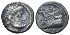 Phoenicia, Aradus Tetrobol circa 241/0-110/09, 14.00 mm., 2.64 g.
Laureate head of Zeus r. Rev. Athena standing on prow of pentekonter l.; monogram a...