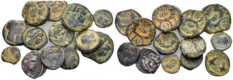 Kings of Nabathaea, Petra Large lot of 11 bronzes and 2 drachms I century, Æ 20....