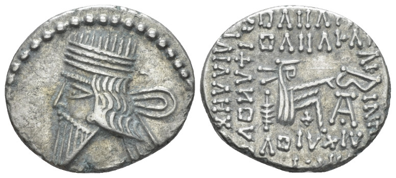 Parthia, Ecbatana Drachm circa 78-120,, AR 19.30 mm., 3.72 g.
 Diademed bust l....