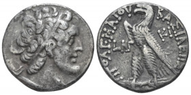 The Ptolemies, Cleopatra VII 51-30 with Ptolemy XIII Alexandria Tetradrachm 51-47, AR 25.10 mm., 10.98 g.
 Diademed head of Ptolemy r. Rev. Eagle sta...