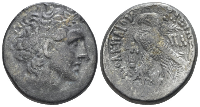 The Ptolemies, Ptolemy XII, 80-51 Alexandria Tetradrachm 53-52, AR 24.40 mm., 9....